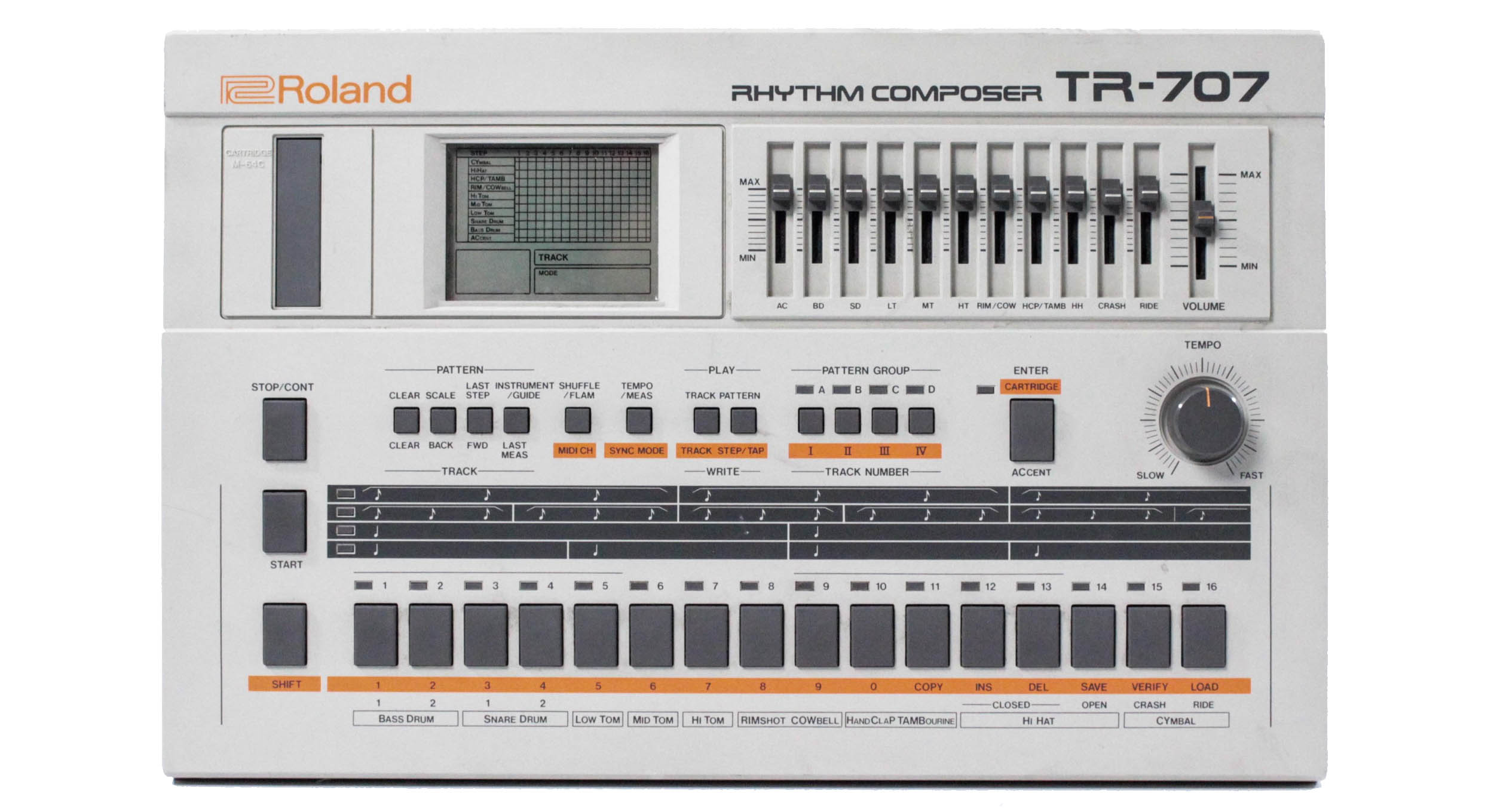Liam's original TR-707 was given away in Red Cross charity auction