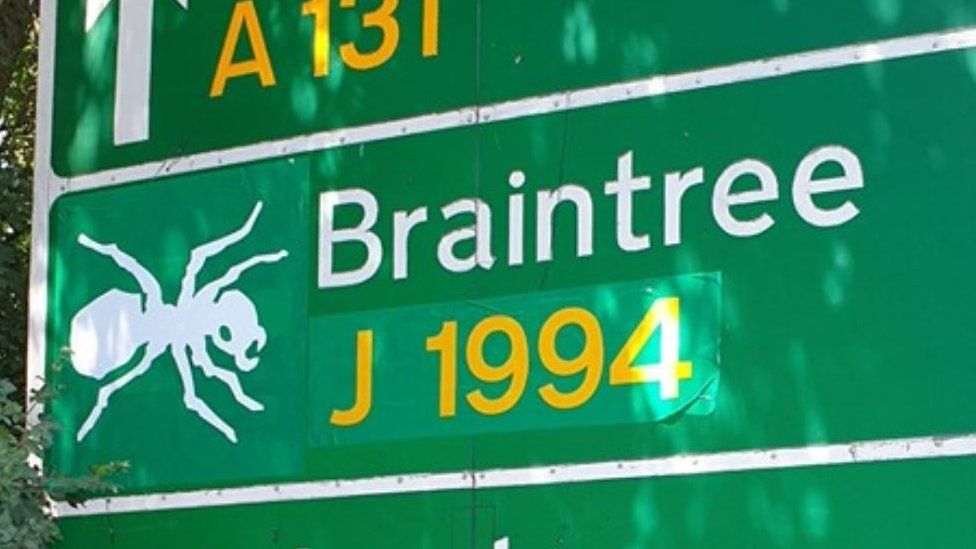 Prodigy road sign tribute in Braintree angers Highways England