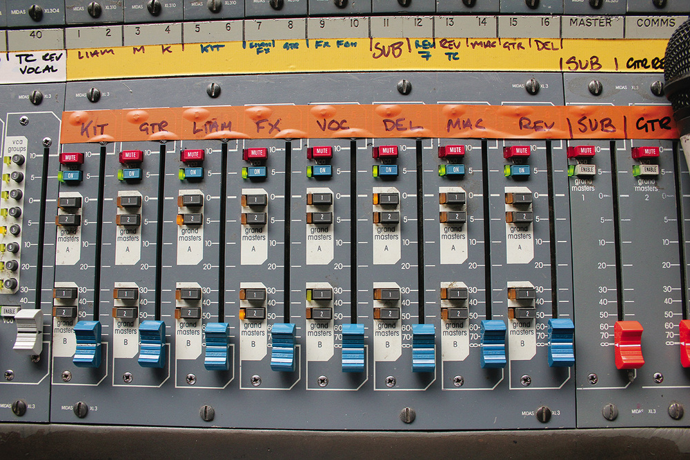 For balancing the band's levels during a show, Jon Burton relies on the XL3's VCA groups, which allow him to assign multiple channels to individual faders.