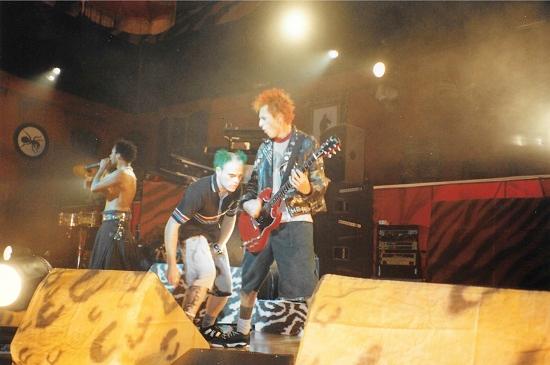 Keith Flint and Gizz Butt performing live with The Prodigy in Newport, 1996